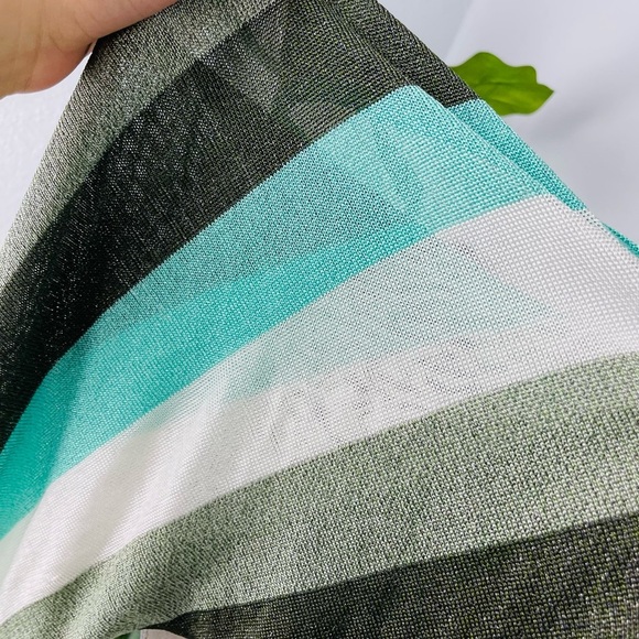 Y2K Galliano Metallic Sparkle Striped Blue Green Open Cárdigan - Picture 13 of 14